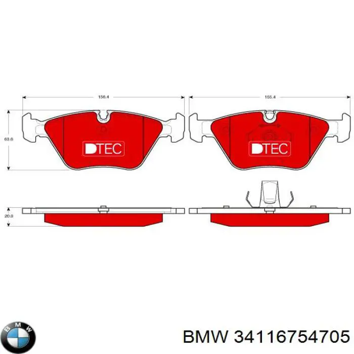 Гальмівні колодки BMW 34116754705 ціна, від 36.75 USD