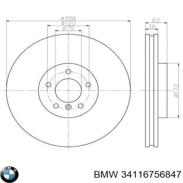 Гальмівні диски передні 34116756847 BMW