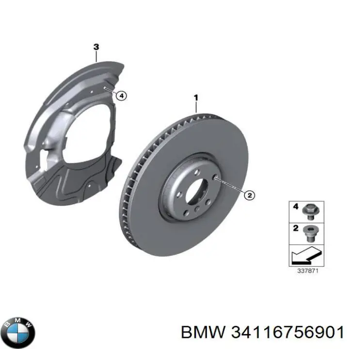 Купити 34116756901 BMW Захист гальмівного диска, переднього, лівого