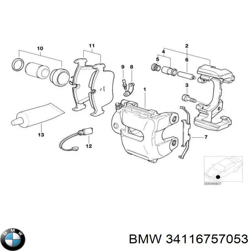 Супорт гальмівний задній правий BMW 34116757053 ціна, від 564.47 USD