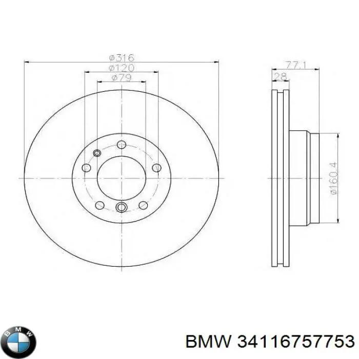 Купити 34116757753 BMW Ротор гальмівний