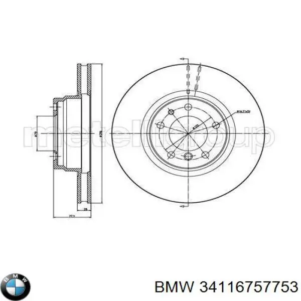 Диск переднього гальма BMW 34116757753 ціна, від 61.71 USD