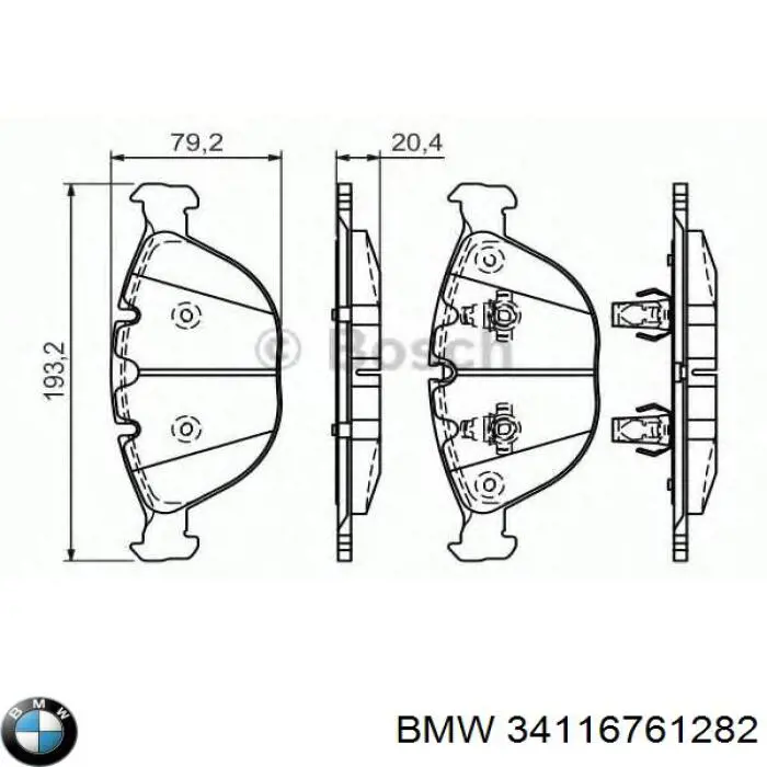 Купити 34116761282 BMW Колодки гальмівні передні, дискові