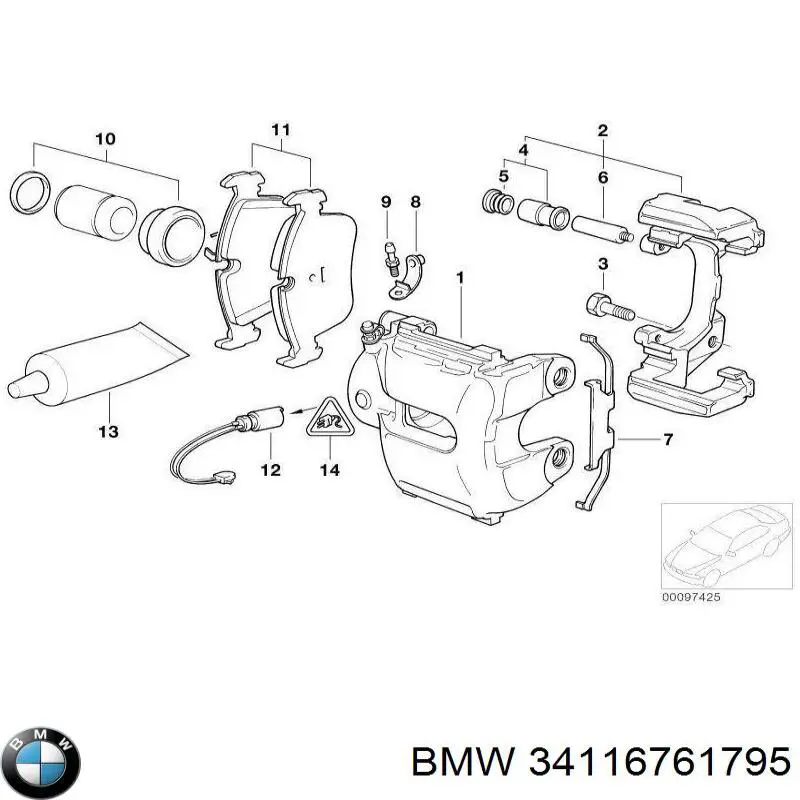 Супорт гальмівний передній лівий BMW 34116761795 ціна, від 126.66 USD