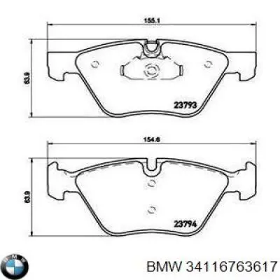 Колодки гальмівні передні, дискові 34116763617 BMW