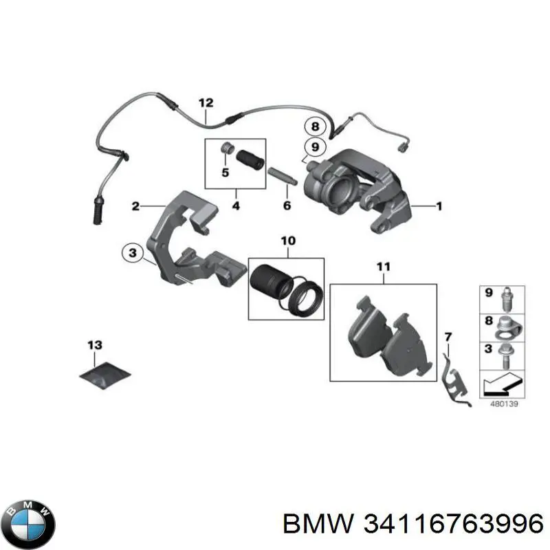 34116763996 BMW скоба супорту переднього
