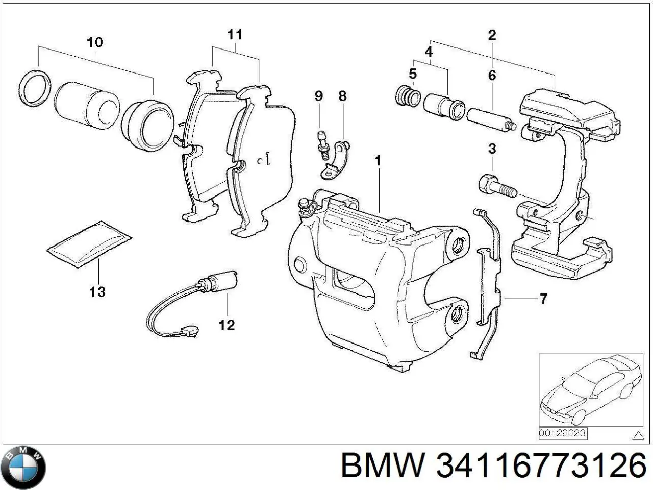 Ремкомплект супорту гальмівного переднього BMW 34116773126 ціна, від 4.33 USD