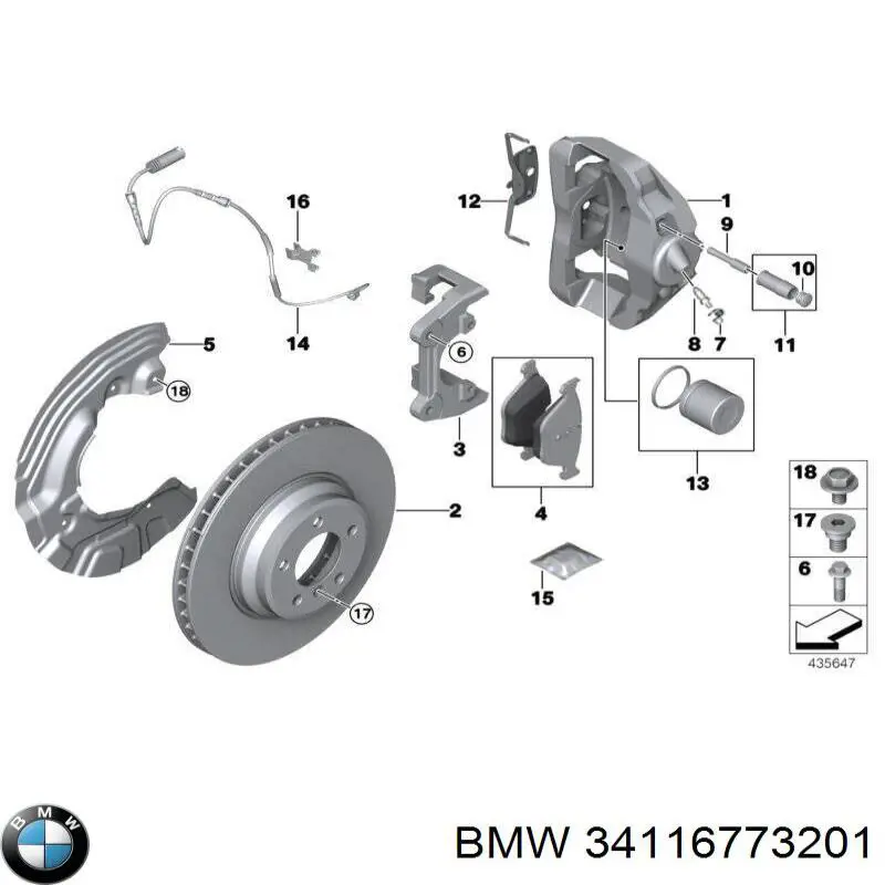 34116773201 BMW супорт гальмівний задній правий