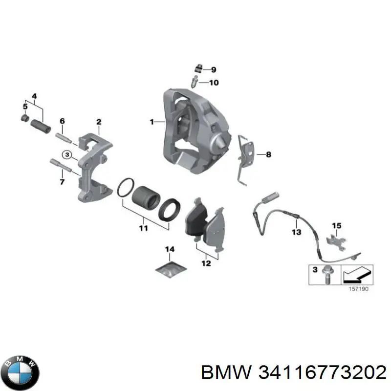 Купити 34116773202 BMW Супорт гальмівний передній правий