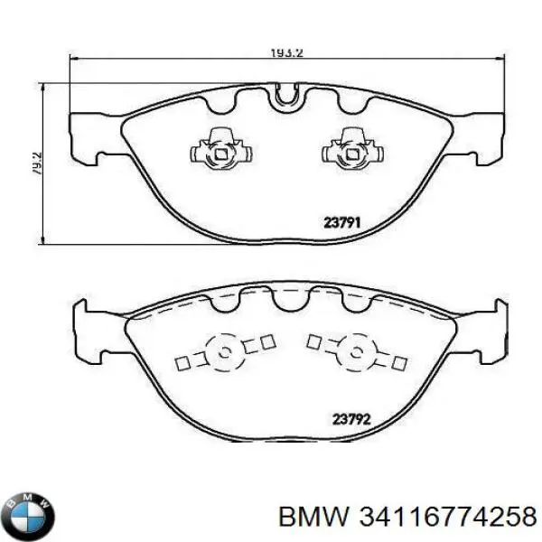 Тормозні колодки BMW 34116774258