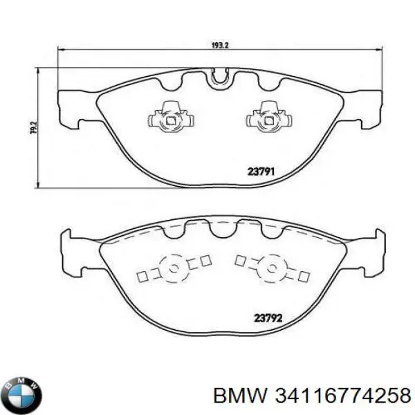 34116774258 BMW Передні гальмівні колодки