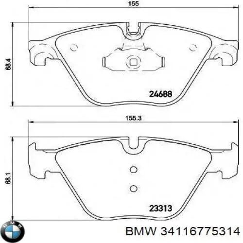Передні тормозні колодки 34116775314 BMW