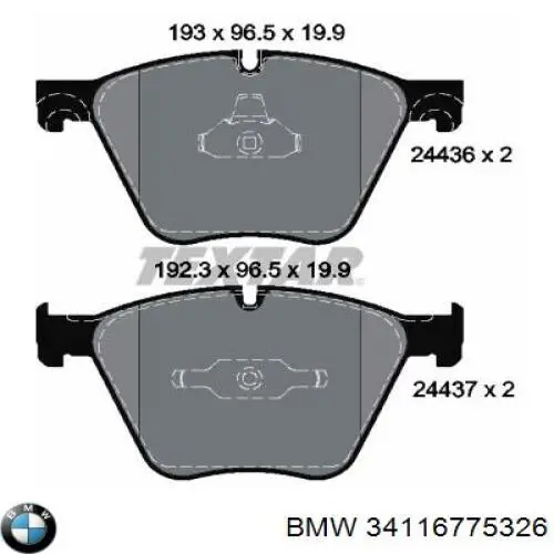 Купити 34116775326 BMW Колодки гальмівні передні, дискові