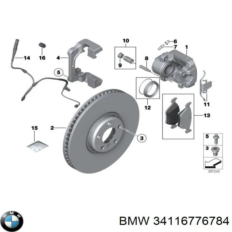 Супорт гальмівний передній правий BMW 34116776784 ціна, від 12.67 USD