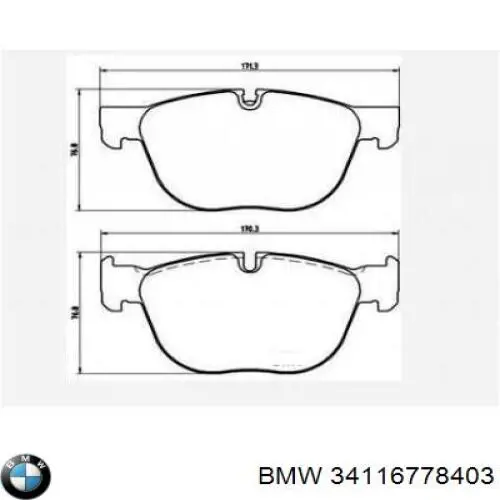 Купити 34116778403 BMW Колодки гальмівні передні, дискові