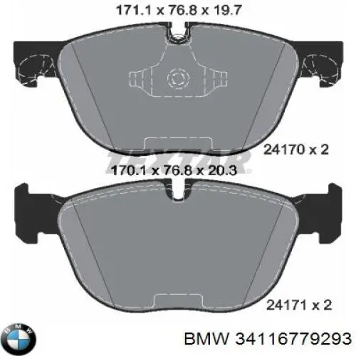 Гальмівні колодки BMW 34116779293 ціна, від 98.98 USD