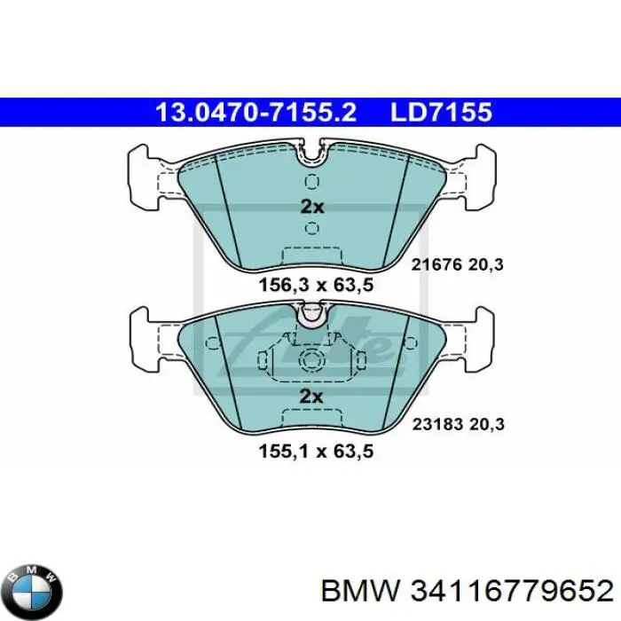Гальмівні колодки BMW 34116779652 ціна, від 49.15 USD