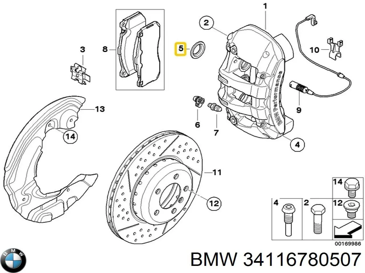 34116780507 BMW Ремкомплект заднього гальмівного супорта