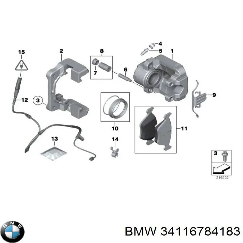 Купити 34116784183 BMW Супорт гальмівний передній лівий