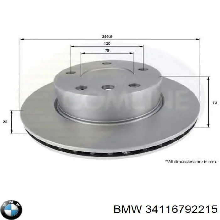 Диск гальмівний передній BMW 34116792215