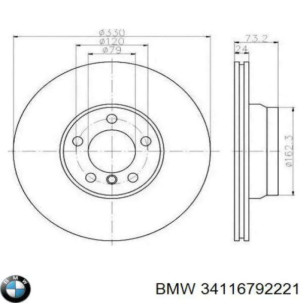 34116792221 BMW диск гальмівний передній