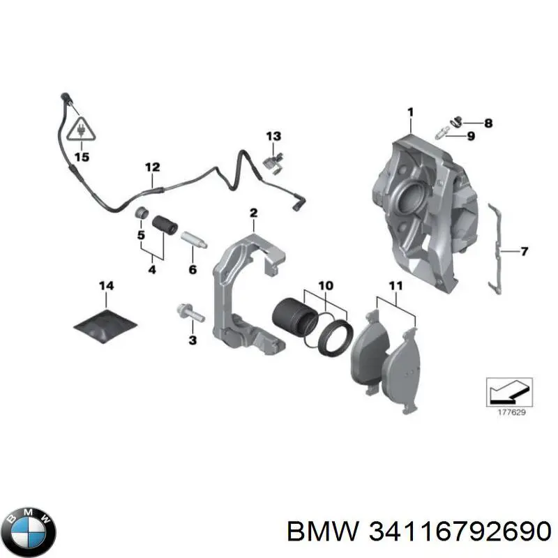 Супорт гальмівний, передній, правий на BMW 5 (F07)