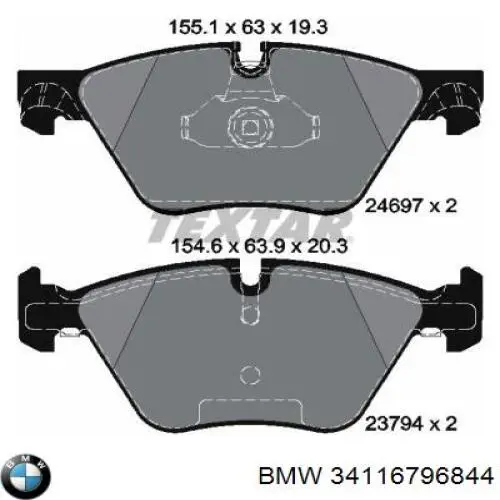 Купити 34116796844 BMW Колодки гальмівні передні, дискові