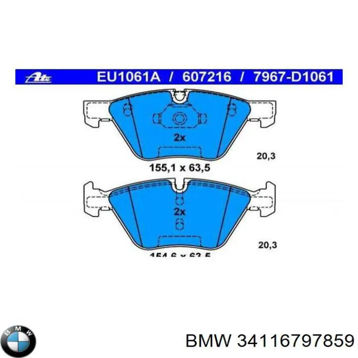 Купити 34116797859 BMW Колодки гальмівні передні, дискові