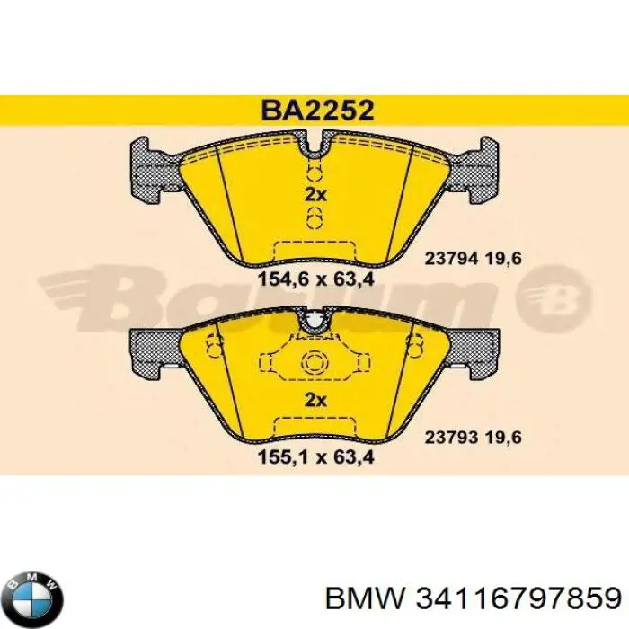 34116797859 BMW колодки гальмівні передні, дискові
