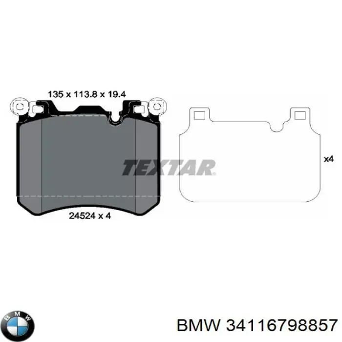 Гальмівні колодки BMW 34116798857 ціна, від 89.94 USD