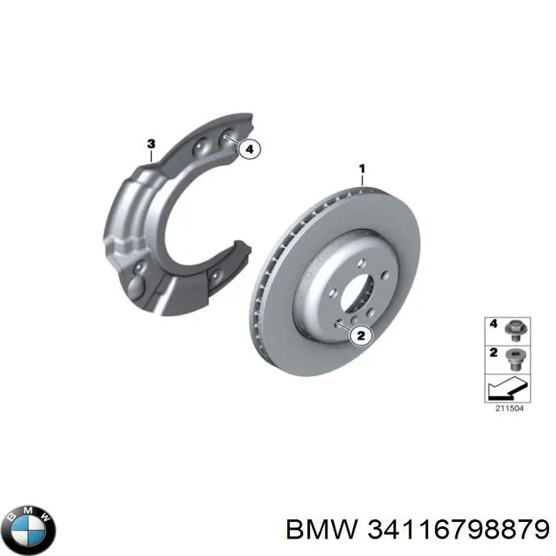 Комплект пружинок кріплення дискових колодок, передніх BMW 34116798879 ціна, від 8.10 USD