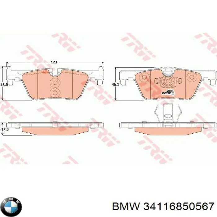 Гальмівні колодки BMW 34116850567 ціна, від 24.03 USD