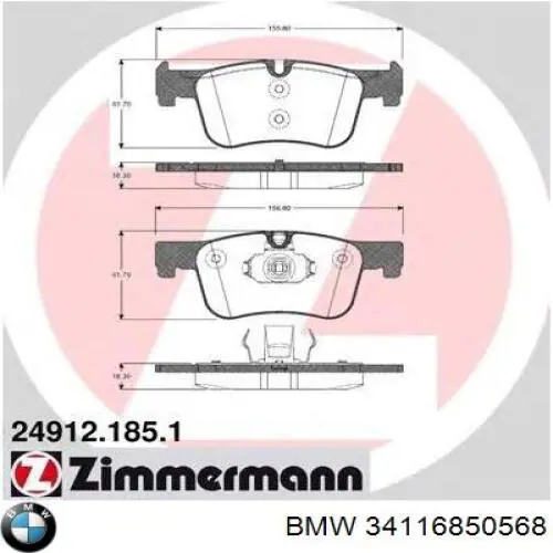 Купити 34116850568 BMW Колодки гальмівні передні, дискові