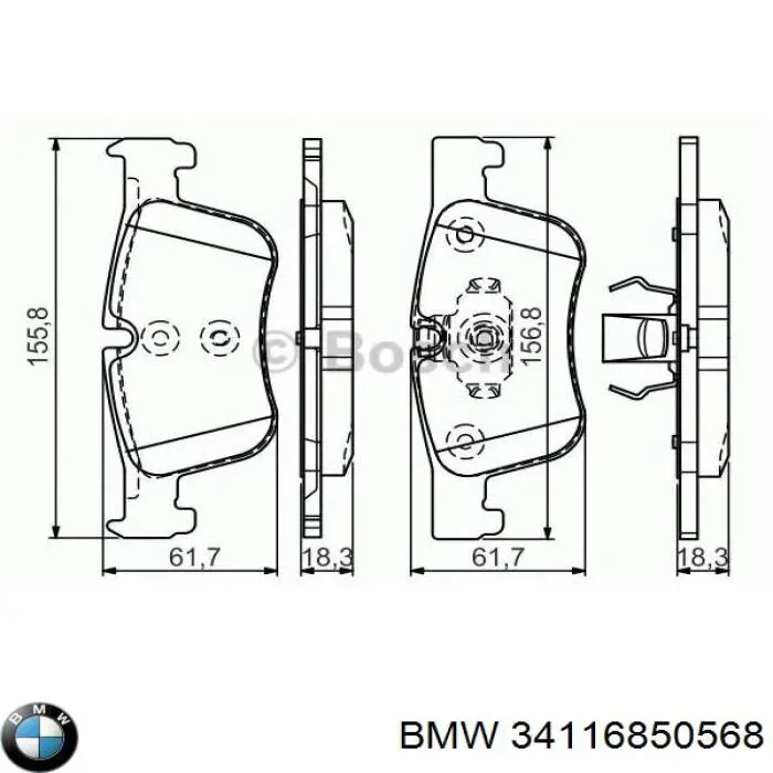 Тормозні колодки BMW 34116850568
