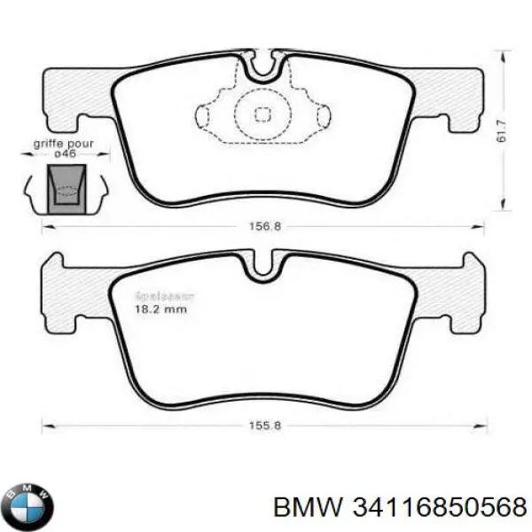 Гальмівні колодки BMW 34116850568 ціна, від 52.51 USD