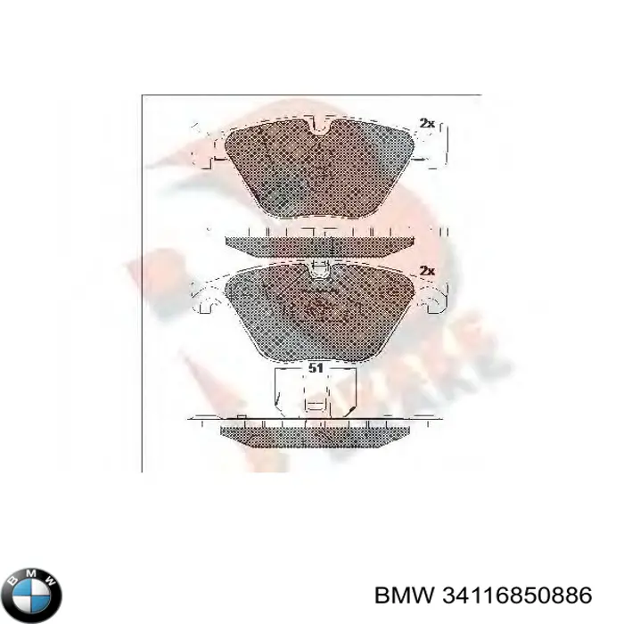 Тормозні колодки BMW 34116850886