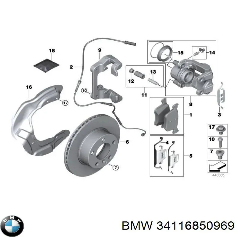 Купити 34116850969 BMW Супорт гальмівний передній лівий