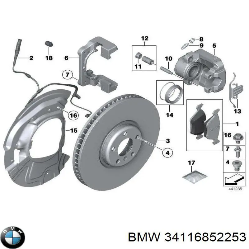 Купити 34116852253 BMW Колодки гальмівні передні, дискові
