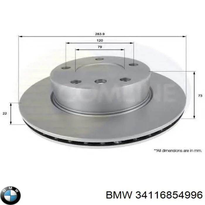 Диск гальмівний передній BMW 34116854996