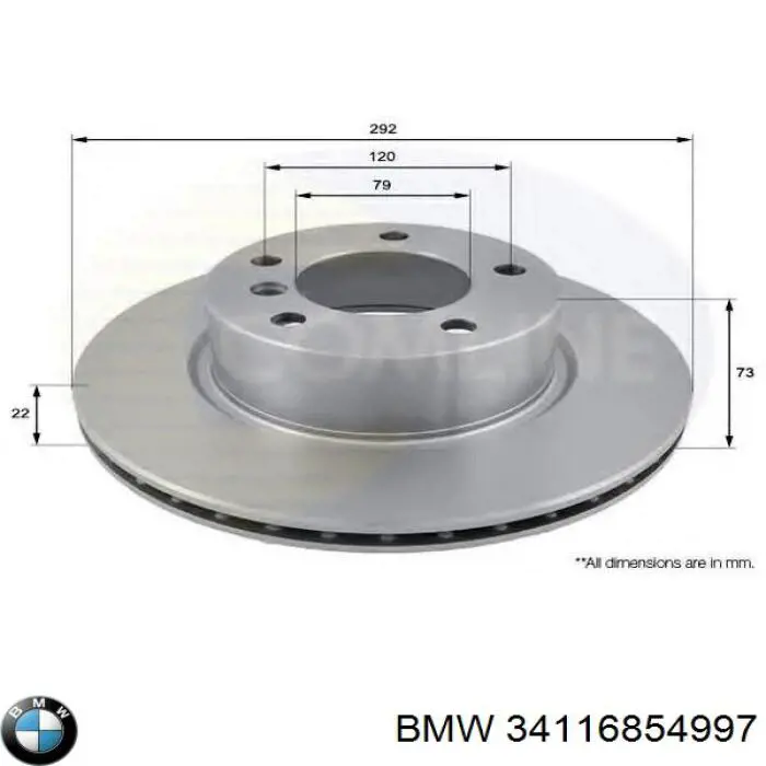 Диск гальмівний передній 34116854997 BMW