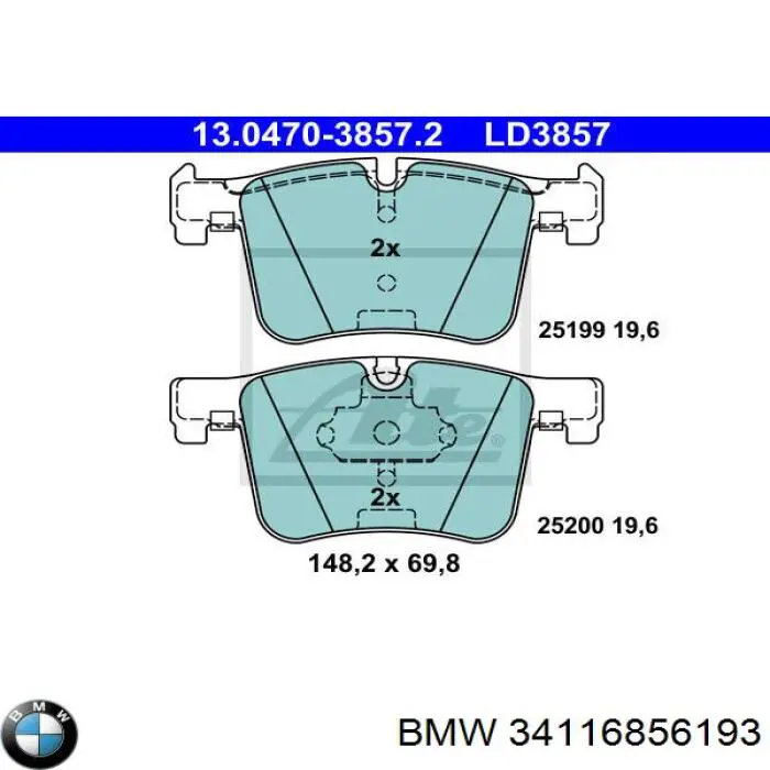 Купити 34116856193 BMW Колодки гальмівні передні, дискові