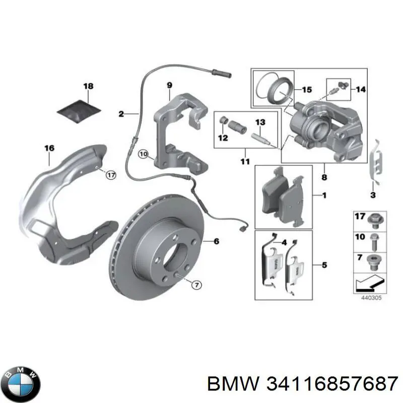 Супорт гальмівний передній лівий 34116857687 BMW