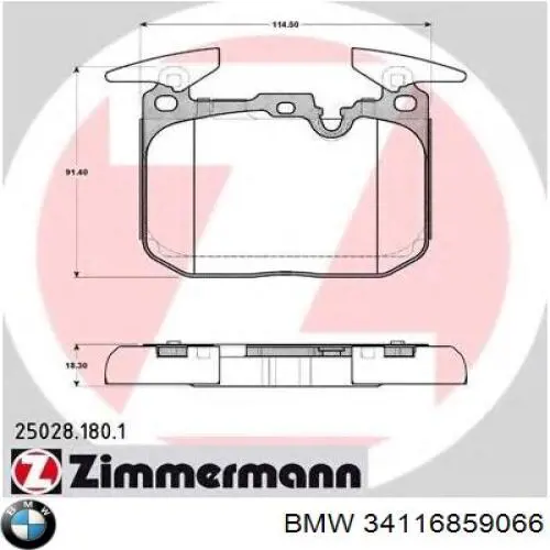 Купити 34116859066 BMW Колодки гальмівні передні, дискові