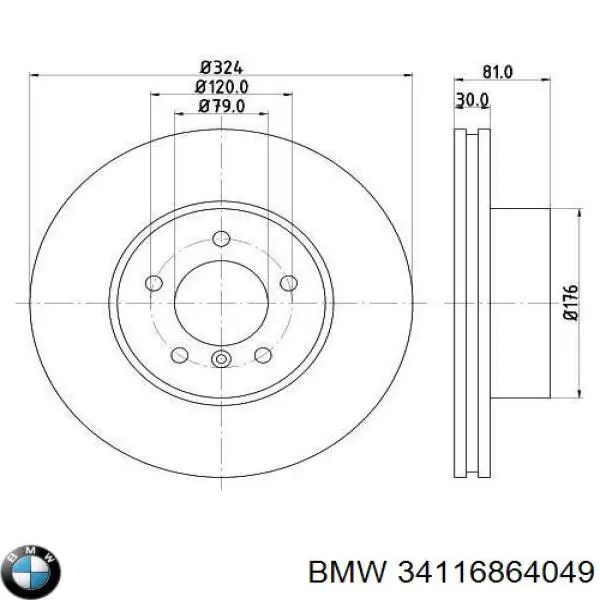 Гальмівні диски передні 34116864049 BMW