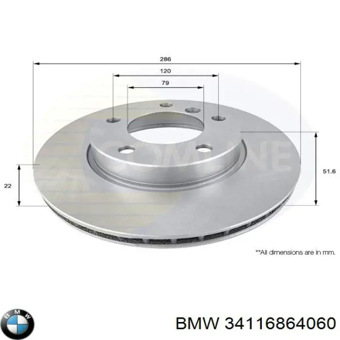 Гальмівні диски передні 34116864060 BMW