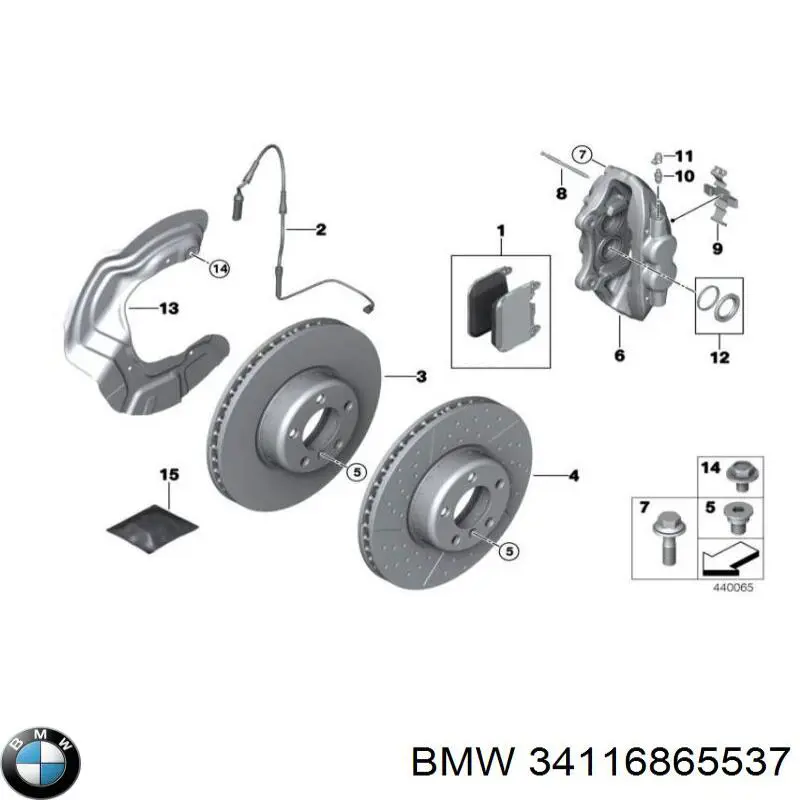 Купити 34116865537 BMW Супорт гальмівний передній лівий