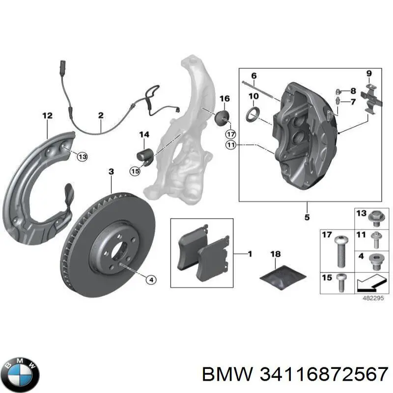 Супорт гальмівний передній лівий BMW 34116891275 ціна, від 32.06 USD