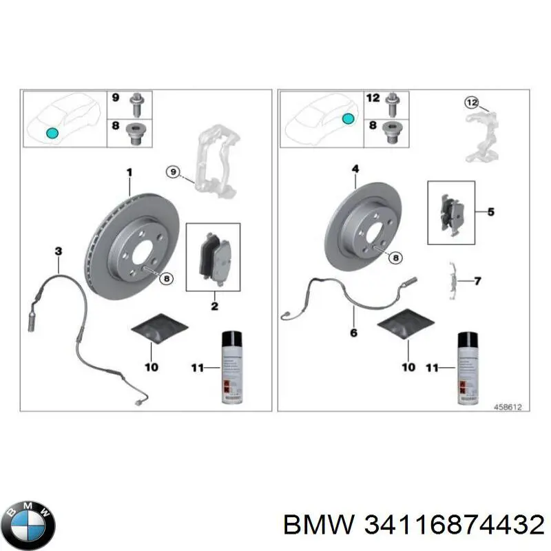 Колодки гальмівні передні, дискові 34116874432 BMW