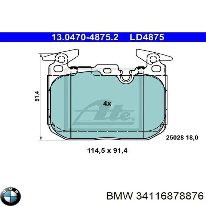 Купити 34116878876 BMW Колодки гальмівні передні, дискові