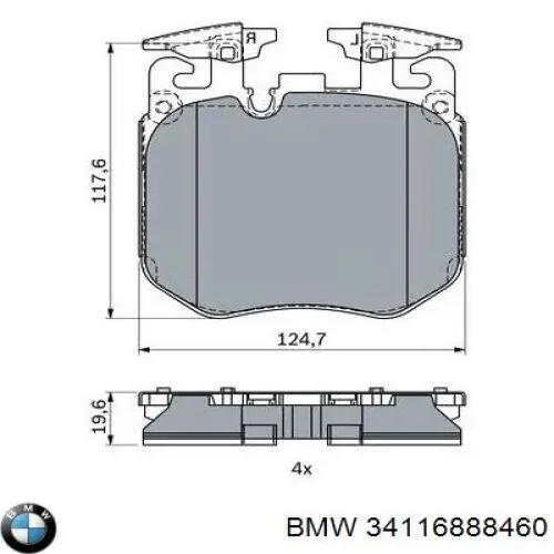 Купити 34116888460 BMW Колодки гальмівні передні, дискові